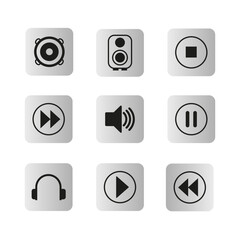 Infographic with audio icons. Audio radio app. Vector illustration.