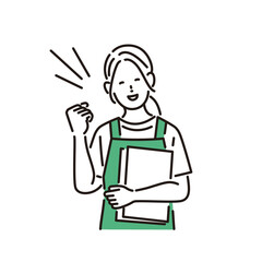 介護イメージ：エプロンを着た元気な介護スタッフ