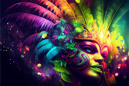 colorful Rio de Janeiro carnival inspired background, generative AI
