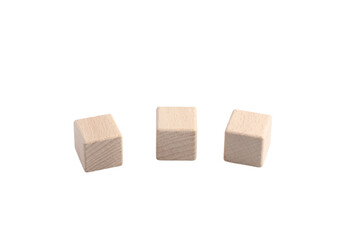 square wooden blocks on white background