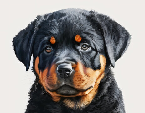 drawing of a rottweiler on a white background Generative Ai
