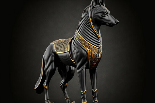 Black Anubis statue from ancient Egypt. Generative AI