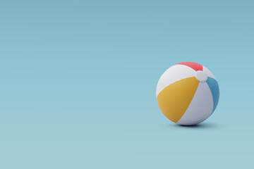 3d Vector Colorful Beach Ball, Summer Journey, Time to Travel Concept.