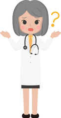 Older female medical worker questioning, medical staff, emoji cartoons