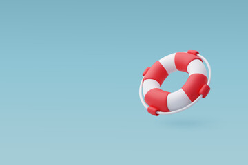 3d Vector Red and White Life Rescue, Lifebuoy. Summer Journey, Time to Travel Concept.