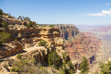 Fototapeta na wymiar Rock formations on the South Rim edge of Grand Canyon National Park, Arizona, USA