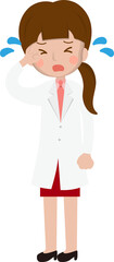 Female medical worker disappointed crying, medical staff, emoji cartoon