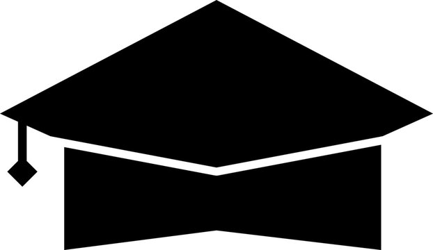 Graduation cap bleck icon, flat design illustration on white background.eps