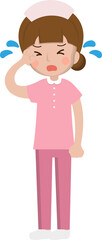 Female medical worker disappointed crying, medical staff, emoji cartoon