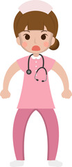 Female medical worker anxious look, medical staff, emoji cartoon