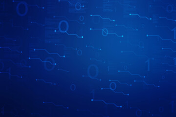 Binary Code Background, Digital Abstract technology background, flowing number one and zero text in binary code format in technology background. Internet Big data Concept