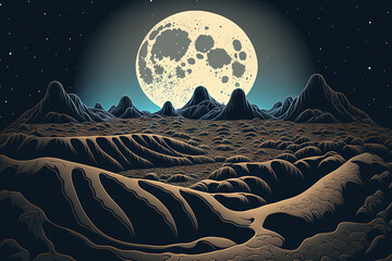 An illustration of the moon's surface. Generative AI