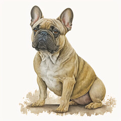 Fototapeta premium “Generative AI” French Bulldog digital illustration.