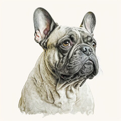 Fototapeta na wymiar “Generative AI” French Bulldog digital illustration.
