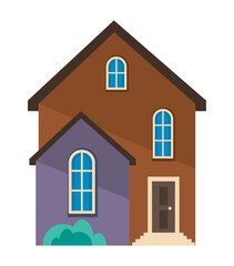 red and purple house facade