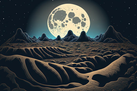 An illustration of the moon's surface. Generative AI