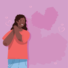 afro female lover with heart