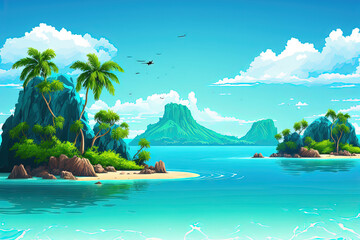 Thailand's natural blue tropical sea and sky background. Generative AI
