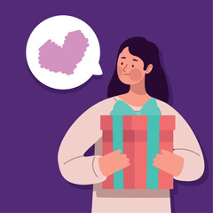 female lover with gift