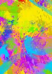 Watercolor, bright, stains and strokes acidic colorful background Chaotic mixing of colors. Background of bright brush strokes. Filtered noisy image for design of site.