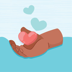 afro hand with hearts