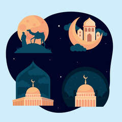 Fototapeta premium mosque buildings with moons