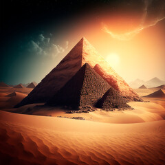 Fototapeta na wymiar pyramids of giza, pyramids, egypt, sand, sun, sunrise 