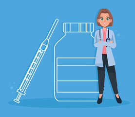 female doctor with injection
