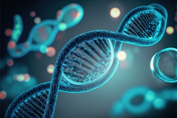 3d rendered genetic  illustration of human dna under microscope created with generative ai technology - obrazy, fototapety, plakaty