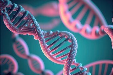 3d rendered genetic  illustration of human dna under microscope created with generative ai technology