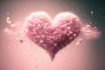 Pink hearst background. valentine's day concept illustration. Generative AI