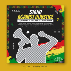 Stand against injustice. Black history month social media banner template