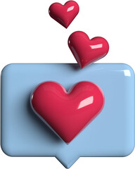 Light Blue And Red 3D Isolated Realistic Glossy Valentines Heart Shape Icon Illustration