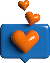 Blue And Orange 3D Isolated Realistic Glossy Valentines Heart Shape Icon Illustration