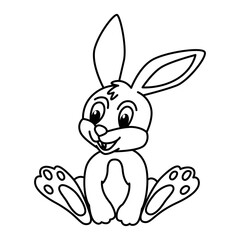 Cute rabbit cartoon characters vector illustration. For kids coloring book.