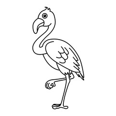 Cute crane bird cartoon characters vector illustration. For kids coloring book.