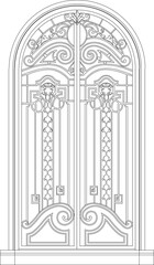 sketch vector illustration of an ancient classic iron fence