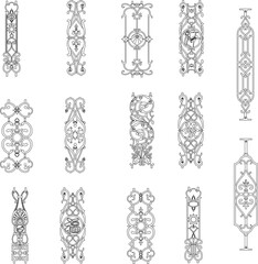sketch vector illustration of ancient classic iron fence motif.
