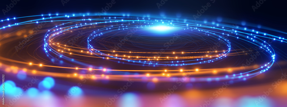 Poster defocused image of fiber optics lights abstract background