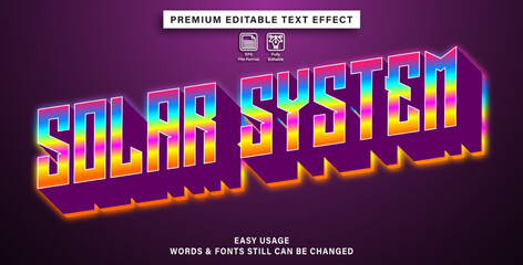 editable text effect solar system
