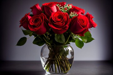 bouquet of red roses in a vase