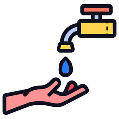 hand and tap water illustration