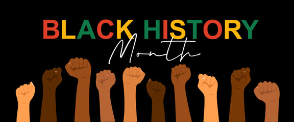 Banner for Black History Month with human fists
