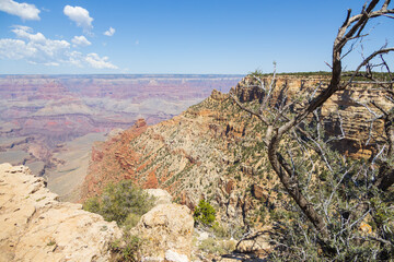 Rock formations on the South Rim edge of Grand Canyon National Park, Arizona, USA