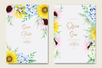 Beautiful Watercolor Floral hydrangea Wedding Invitation Card