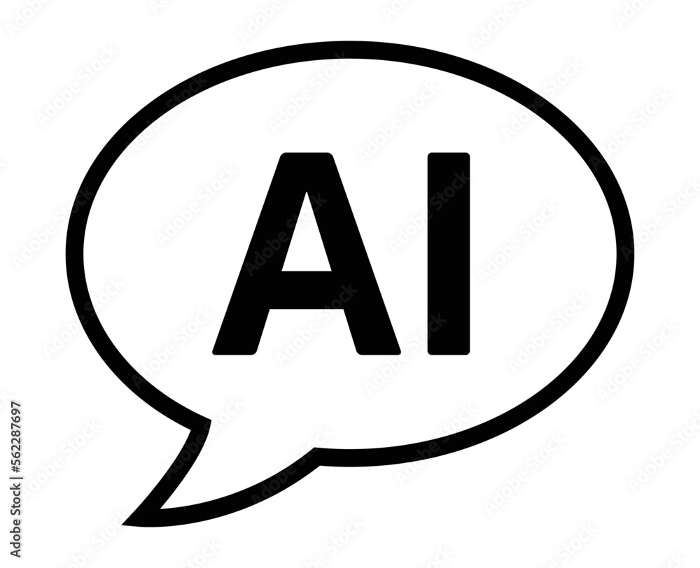 Poster ai chat bubble chatbot line art vector icon for technology apps and websites