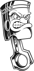 Classic angry racing piston head logo illustrations monochrome Vector illustrations for your work Logo, mascot merchandise t-shirt, stickers and Label designs, poster, greeting cards advertising