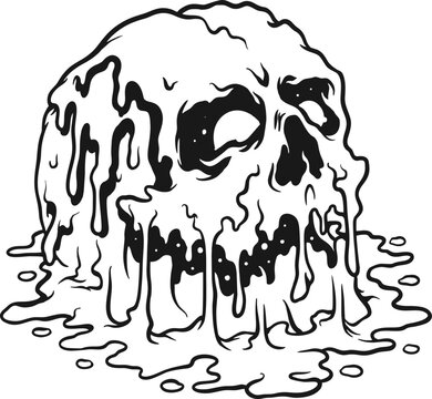 recommend clip art: Scary melting zombie skull head halloween monochrome Vector illustrations for your work Logo, mascot merchandise t-shirt, stickers and Label designs, poster, greeting cards advertising business 