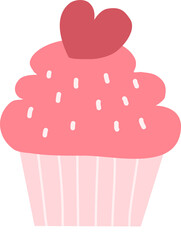 cupcake with heart flat style