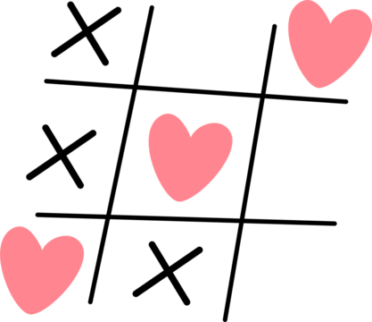 heart xo tic-tac-toe game flat style